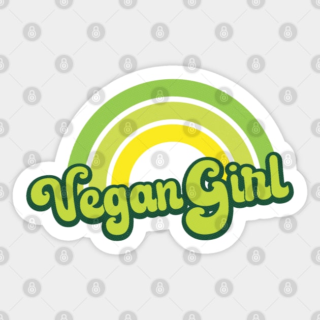 Vegan Girl Retro Rainbow Green Sticker by Jitterfly